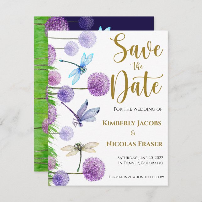 Purple wedding save the date (Front/Back)