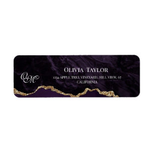 Purple Wedding Scrip Agate violet and gold 