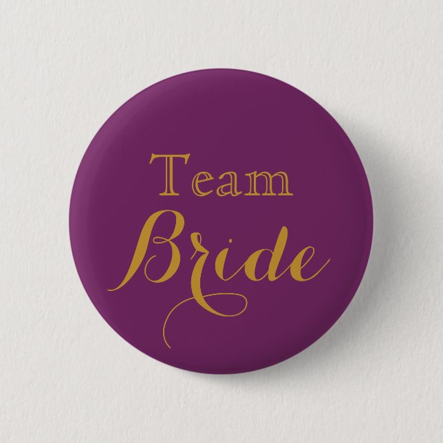 Purple Wedding Team Bride 2 Inch Round Button (Front)