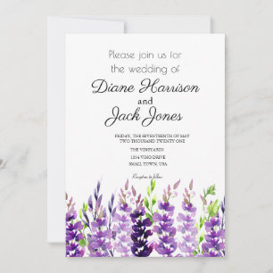 Purple Wedding Watercolor Lavender Invitation