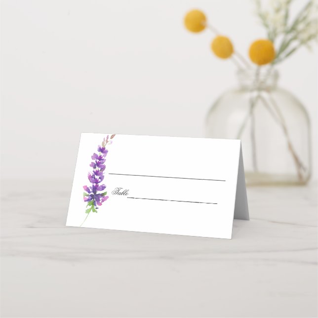 Purple Wedding Watercolor Lavender Place Cards (Back)