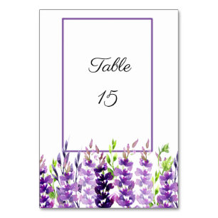 Purple Wedding Watercolor Lavender Table Cards
