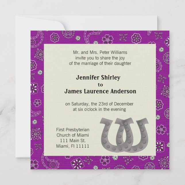 Purple Western Wedding Invitation (Front)