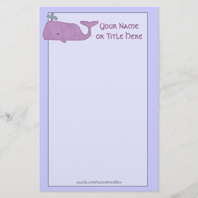 Purple Whale Stationery (Front)