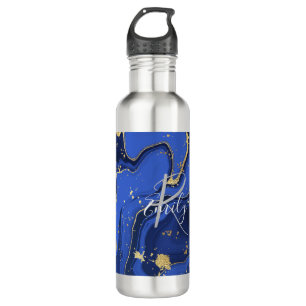 Purple White Agate Marble Abstract Name Monogram   710 Ml Water Bottle
