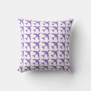 Purple white airplane pattern decorative pillow