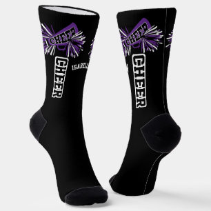 Purple, White and Black Cheer Socks