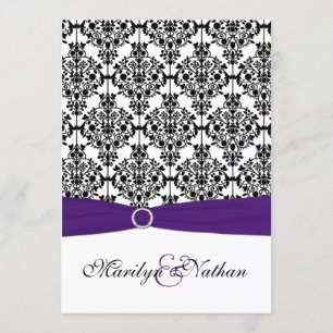 Purple, White and Black Damask II Invitation