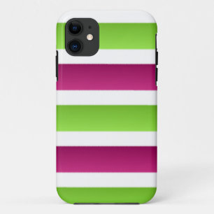 Purple/ White And Green Stripes iPhone 11 Case