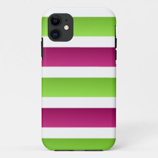 Purple/ White And Green Stripes Case-Mate iPhone Case (Back)
