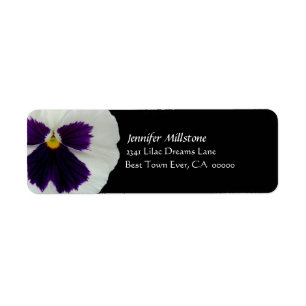 PURPLE & WHITE Angel Pansy Wedding Address Label