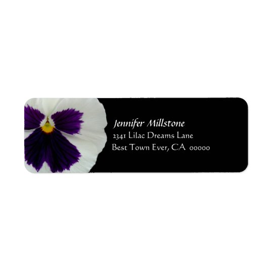 PURPLE & WHITE Angel Pansy Wedding Address Label