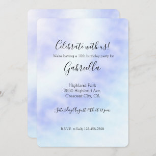 Purple White Aqua Blue Cravate teint Invitation