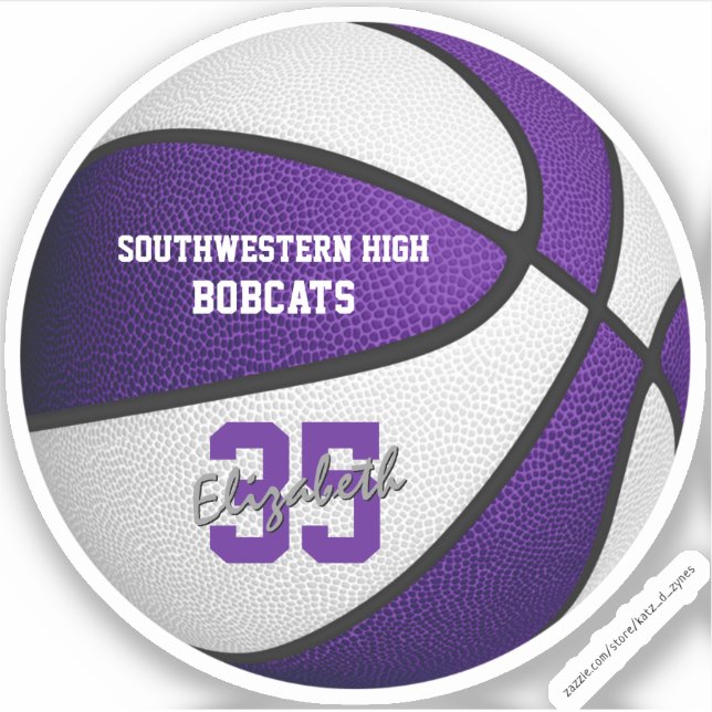 Purple white basketball girls boys team colours (Front)
