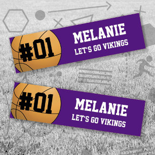 Purple White Basketball Team Bumper Sticker