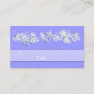 Purple white beach starfish wedding place card