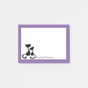 Purple White Black Cats Silhouette Personalized Post-it Notes