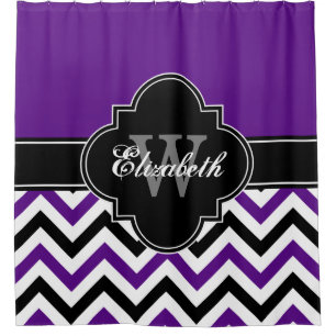 Purple White Black LG Chevron 1ICBR Name Monogram