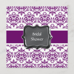 Purple white bridal shower personalize invitation