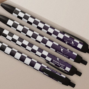 Purple &white Business logo Company brand Checkers Black Ink Pen