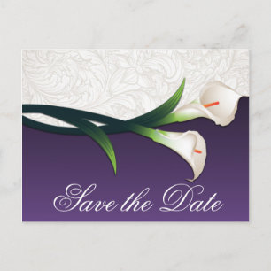 Purple & White Calla Lily Wedding Save the Dates Announcement Postcard