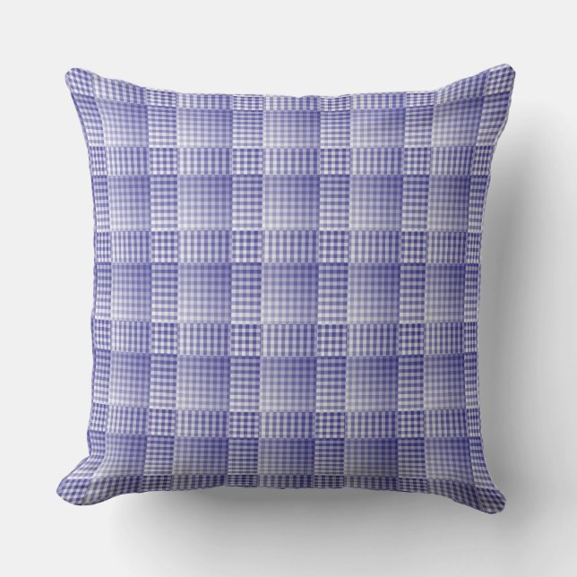 Purple White Chequered Abstract Pattern Throw Pillow (Front)
