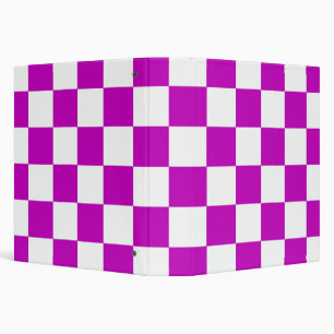 Purple White Chequered Check Pattern Binder