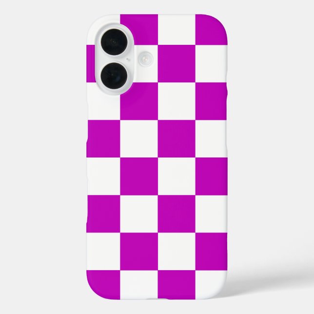 Purple White Chequered Check Pattern Case-Mate iPhone Case (Back)