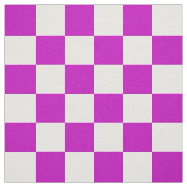 Purple White Chequered Check Pattern Fabric (Swatch)