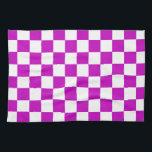 Purple White Chequered Check Pattern Kitchen Towel<br><div class="desc">Purple and White Check Chequered Geometric Squares Pattern Design</div>