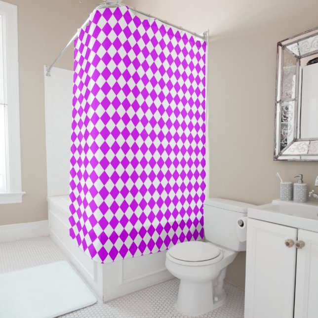 Purple White Chequered Diamond Pattern (In Situ)