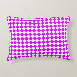 Purple White Chequered Diamond Pattern Accent Pillow