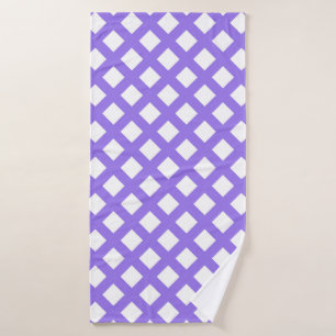 Purple White Chequered Diamond Pattern Bath Towel