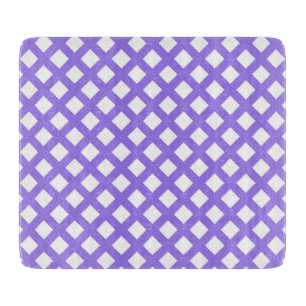 Purple White Chequered Diamond Pattern Cutting Board