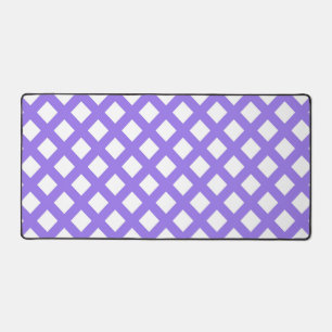 Purple White Chequered Diamond Pattern Desk Mat