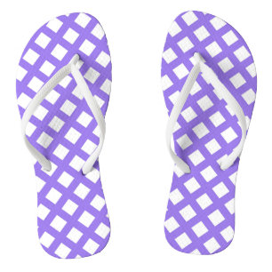 Purple White Chequered Diamond Pattern Flip Flops