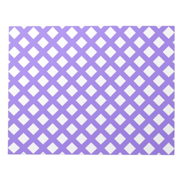 Purple White Chequered Diamond Pattern Notepad (Front)