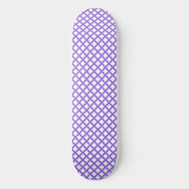 Purple White Chequered Diamond Pattern Skateboard (Front)