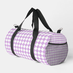 Purple White Chequered Diamond Pattern Small Duffle Bag