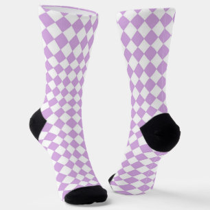 Purple White Chequered Diamond Pattern Socks