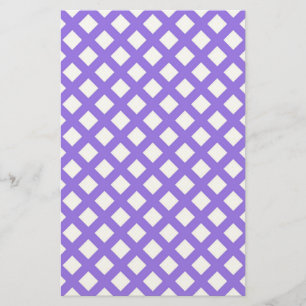 Purple White Chequered Diamond Pattern Stationery