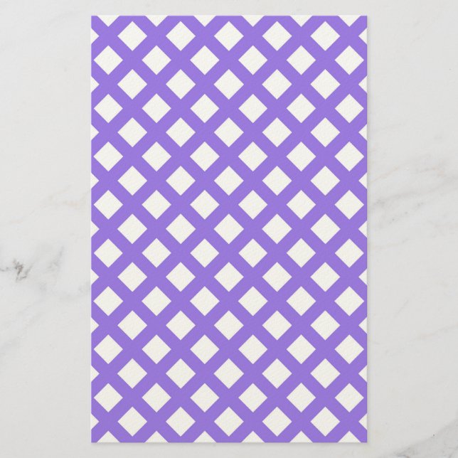 Purple White Chequered Diamond Pattern Stationery (Front)