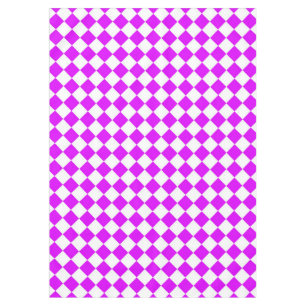 Purple White Chequered Diamond Pattern Tablecloth