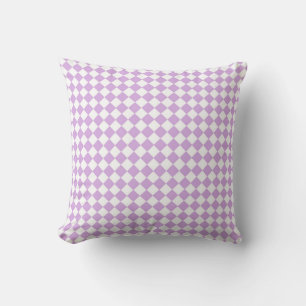 Purple White Chequered Diamond Pattern Throw Pillow