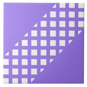 Purple White Chequered Diamond Pattern Tile