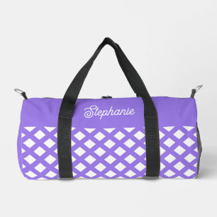 Purple White Chequered Diamond Personalize Small Duffle Bag