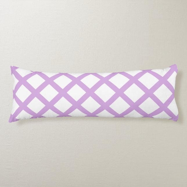Purple White Chequered Diamond Stripes Pattern Body Pillow (Front)