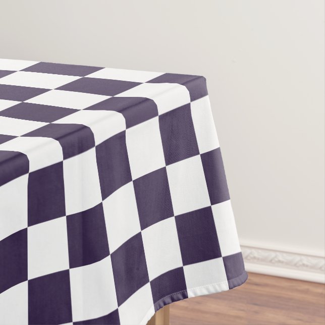 Purple White Chequered Pattern Party Home Decor Tablecloth (In Situ)