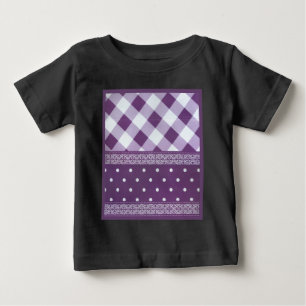 Purple White Chequered Polka Dot Floral Damask Art Baby T-Shirt