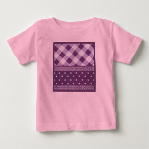 Purple White Chequered Polka Dot Floral Damask Art Baby T-Shirt